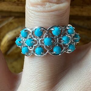 Sleeping Beauty Turquoise Sterling Silver Ring Size 6.75